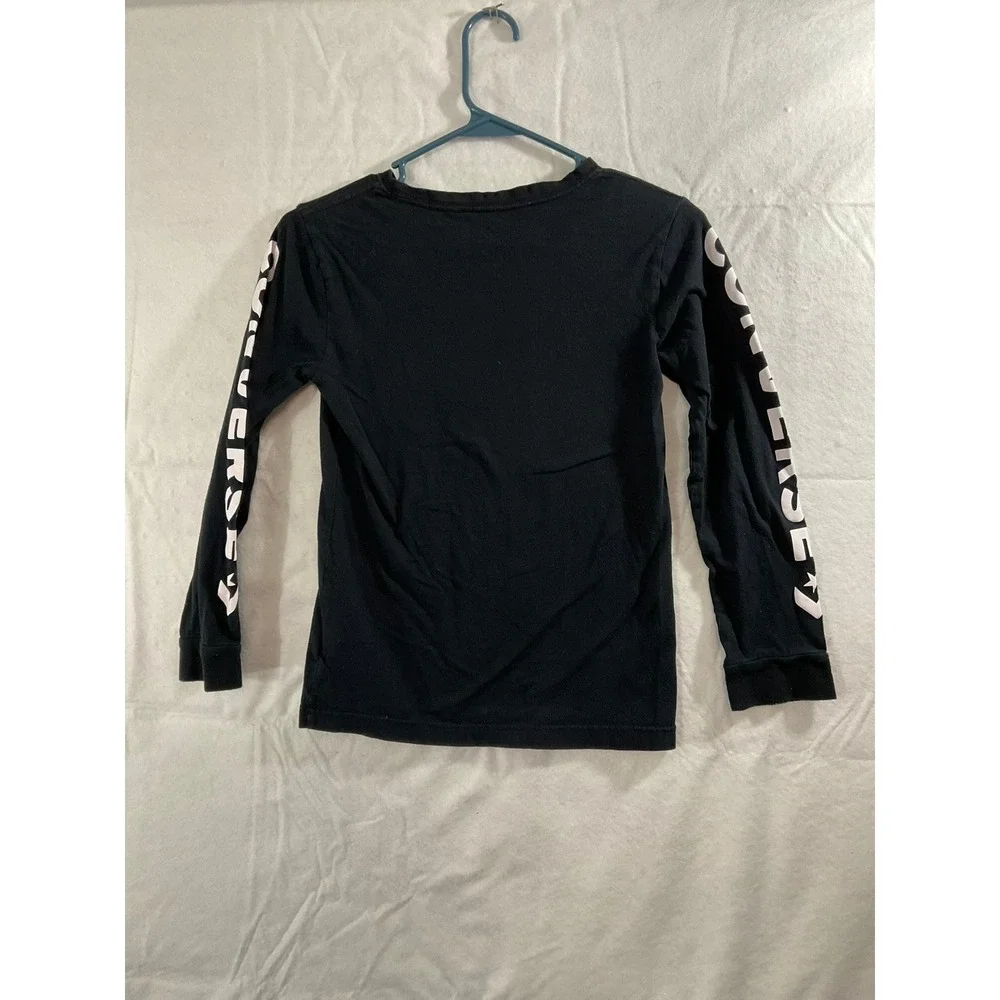 Converse Long Sleeve T-Shirt Boys Youth Medium Black‎ Excellent Graphic Logo